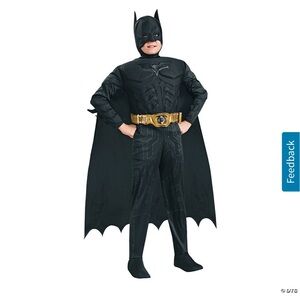 NWT- kids S dark knight Batman Black and Gold Kids Costume